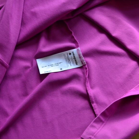 Patagonia Bandha Dress V-Neck Twist Front Short Sleeve Stretch Jersey Fuschia M - Picture 6 of 9